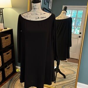 The brand is "Glamorous" for this Off the shoulder black knit dress size L large